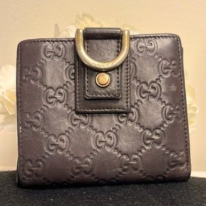 Authentic Gucci Guccissima GG MONOGRAM D Ring Wallet Brown leather